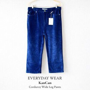 NWT KanCan Navy Corduroy Wide Leg High Rise Stretch Pants Size 32